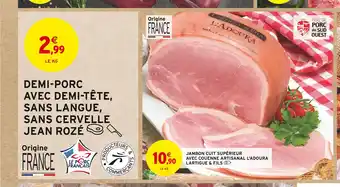 Intermarché Jean rozé demi-porc avec demi-tête, sans langue, sans cervelle offre