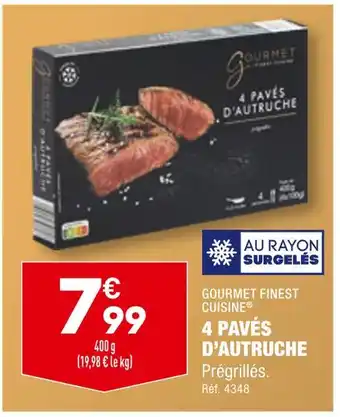 ALDI Gourmet finest cuisine 4 pavés d’autruche offre