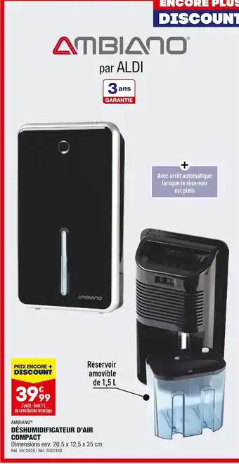 ALDI Ambiano déshumidificateur d’air compact offre