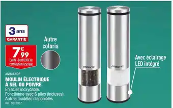 ALDI Ambiano moulin électrique à sel ou poivre offre