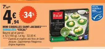 E.Leclerc MINI COQUILLES SAINT-JACQUES** SURGELÉES "ESCAL" offre