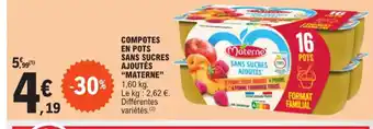 COMPOTES EN POTS SANS SUCRES AJOUTÉS "MATERNE"