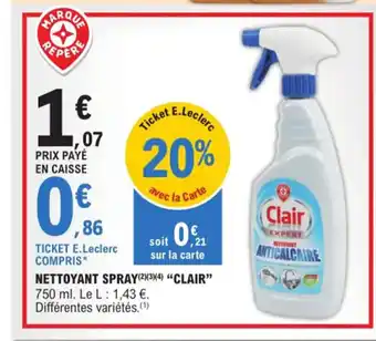 E.Leclerc NETTOYANT SPRAY "CLAIR" offre