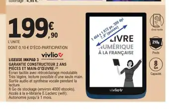E.Leclerc GARANTIE CONSTRUCTEUR 2 ANS PIÈCES ET MAIN-D'ŒUVRE. (2) offre