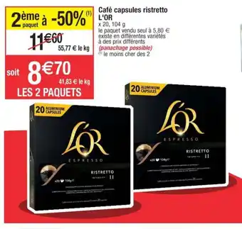 Cora x Carrefour Café capsules ristretto L'OR offre