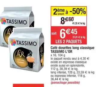 Cora x Carrefour Café dosettes long classique TASSIMO L'OR offre