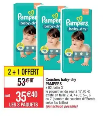 Cora x Carrefour Couches baby-dry PAMPERS offre