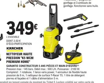 E.Leclerc Brico NETTOYEUR HAUTE PRESSION "K5 WCM offre