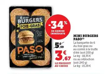 Hyper U MINI BURGERS PASO offre