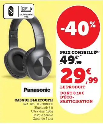 Hyper U CASQUE BLUETOOTH offre