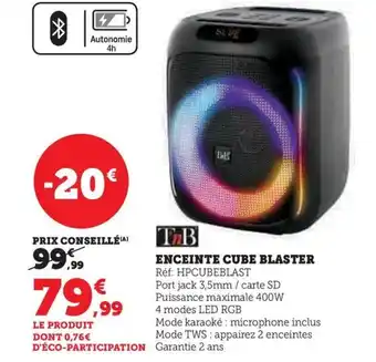 Hyper U ENCEINTE CUBE BLASTER offre