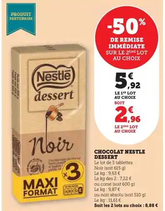 Hyper U CHOCOLAT NESTLE DESSERT offre