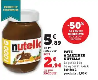 Hyper U PATE A TARTINER NUTELLA offre