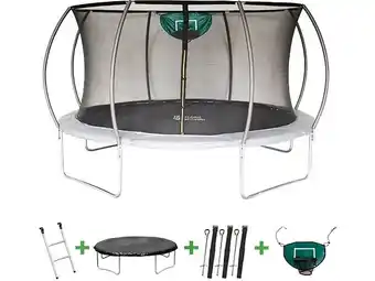 Bricomarché Trampoline avec filet intérieur et panier de basket jumper ø4,25 m - gris offre