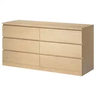 IKEA Malm commode 6 tiroirs, plaqué chêne blanchi, 160x78 cm offre