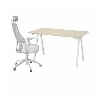 IKEA Trotten / matchspel bureau et chaise, beige/blanc gris clair offre