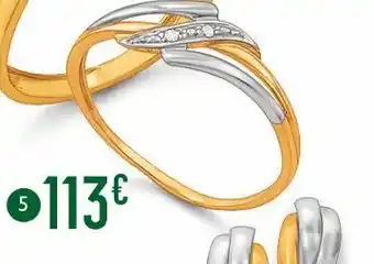 E.Leclerc Bague diamants 0,01 ct, taille 54, or jaune et rhodié 1,22 g offre