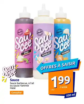 Action Sauce barbecue, à l'ail ou sauce Yammie Halal offre