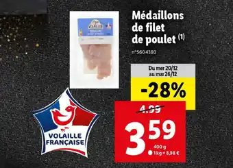 Lidl Médaillons de filet de poulet (¹) offre