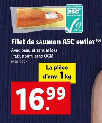 Lidl Filet de saumon ASC entier (6) offre