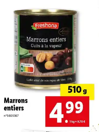 Lidl Marrons entiers offre
