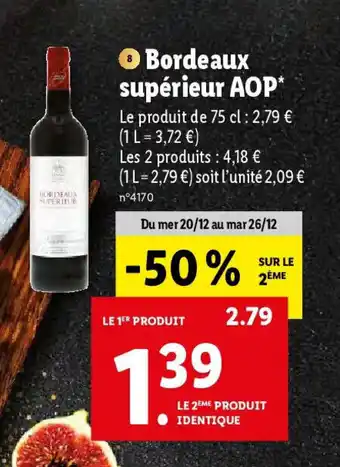 Lidl Bordeaux supérieur AOP* offre