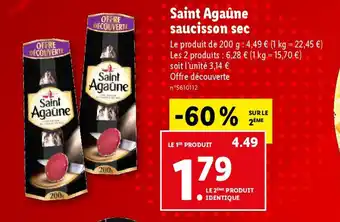 Lidl Saint Agaûne saucisson sec offre