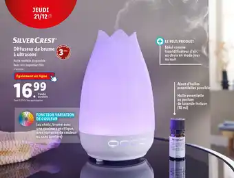 Lidl Diffuseur de brume à ultrasons offre