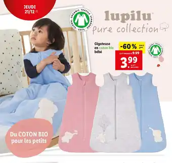Lidl Gigoteuse en coton bio bébé offre
