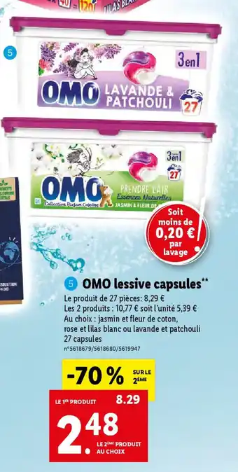Lidl OMO lessive capsules** offre