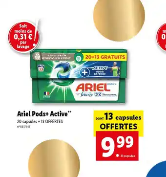 Lidl Ariel Pods+ Active** offre