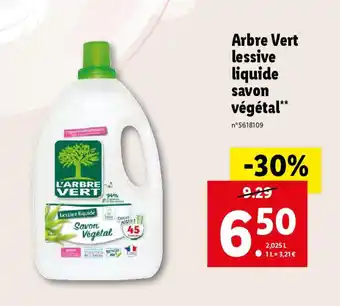 Lidl Arbre Vert Lessive liquide savon végétal offre