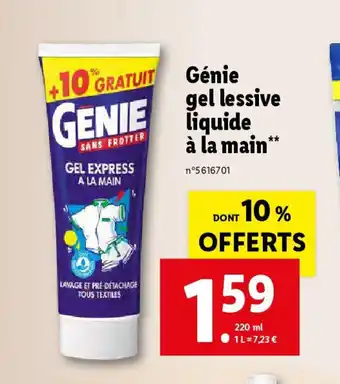 Lidl Génie gel lessive liquide à la main** offre