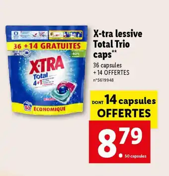Lidl X-tra lessive Total Trio caps** offre