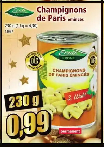 Norma Champignons de Paris émincés offre