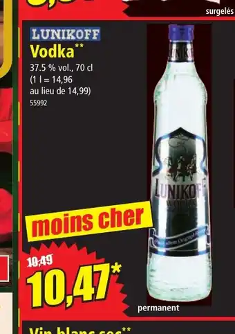 Norma LUNIKOFF Vodka offre