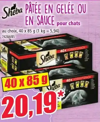 Norma Sheba PATEE EN GELEE OU EN SAUCE offre