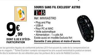 E.Leclerc Espace Culturel SOURIS SANS FIL EXCLUSIV' ASTRO offre