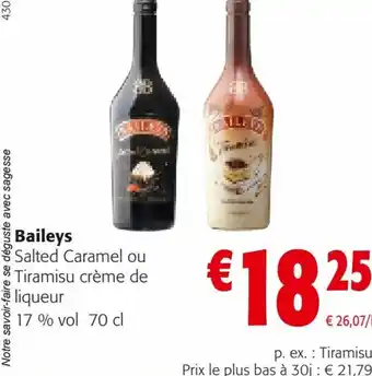 Colruyt Baileys Salted Caramel ou Tiramisu crème de liqueur offre
