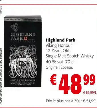 Colruyt Highland Park Viking Honour 12 Years Old Single Malt Scotch Whisky offre