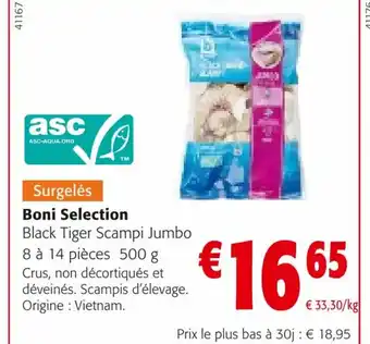 Colruyt Boni Selection Black Tiger Scampi Jumbo offre