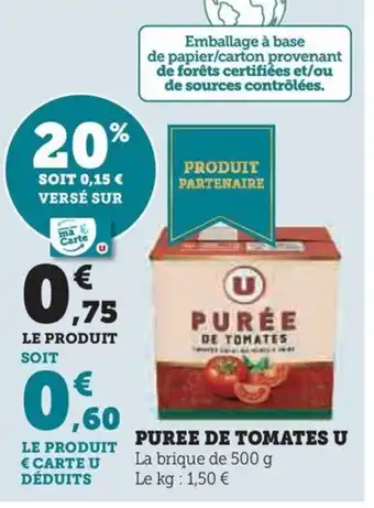 Hyper U PUREE DE TOMATES U offre