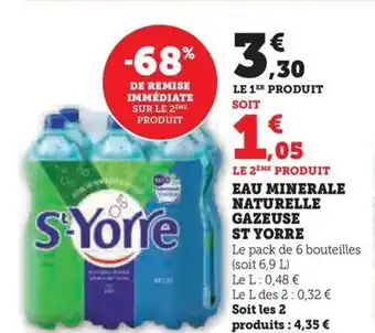 Hyper U EAU MINERALE NATURELLE GAZEUSE ST YORRE offre