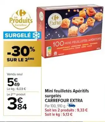 Carrefour Mini feuilletés Apéritifs surgelés CARREFOUR EXTRA offre