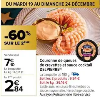 Carrefour Couronne de queues de crevettes et sauce cocktail DELPIERRE(0) offre
