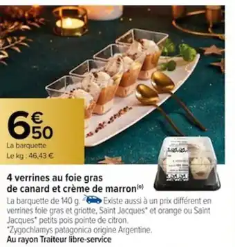Carrefour 4 verrines au foie gras de canard et crème de marron¹ offre