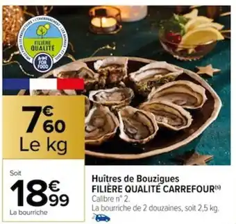 Carrefour Huîtres de Bouzigues FILIÈRE QUALITÉ CARREFOUR(S) Calibre n° 2. offre