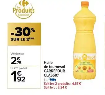 Carrefour Huile de tournesol CARREFOUR CLASSIC offre