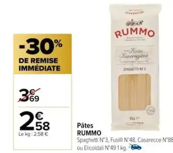 Carrefour Pâtes RUMMO offre