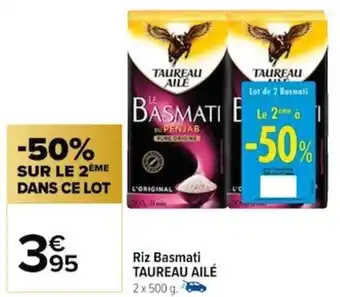 Carrefour Riz Basmati TAUREAU AILÉ 2 x 500 g. offre